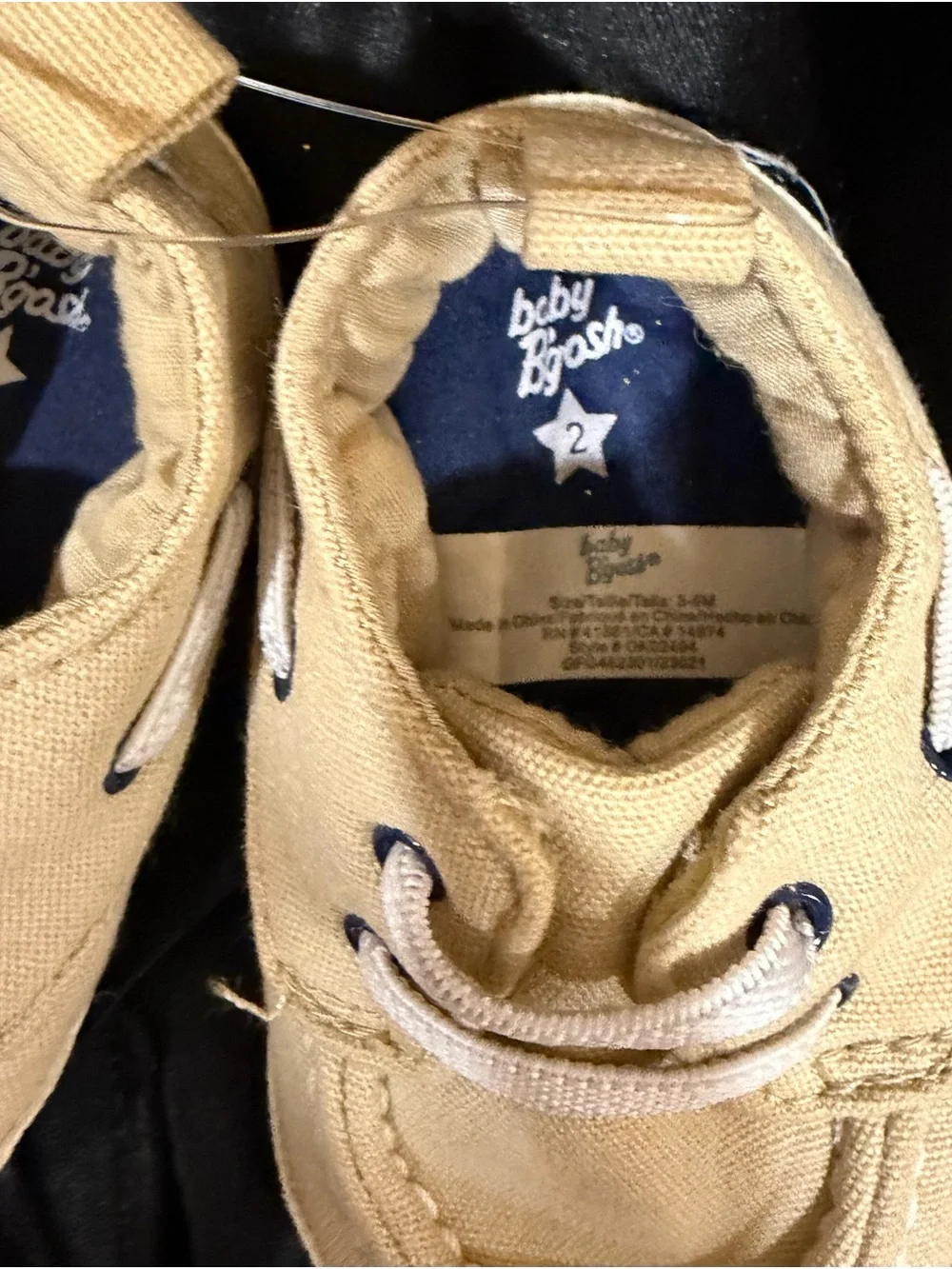 Tan Canvas Boat Shoes for Baby Size 2